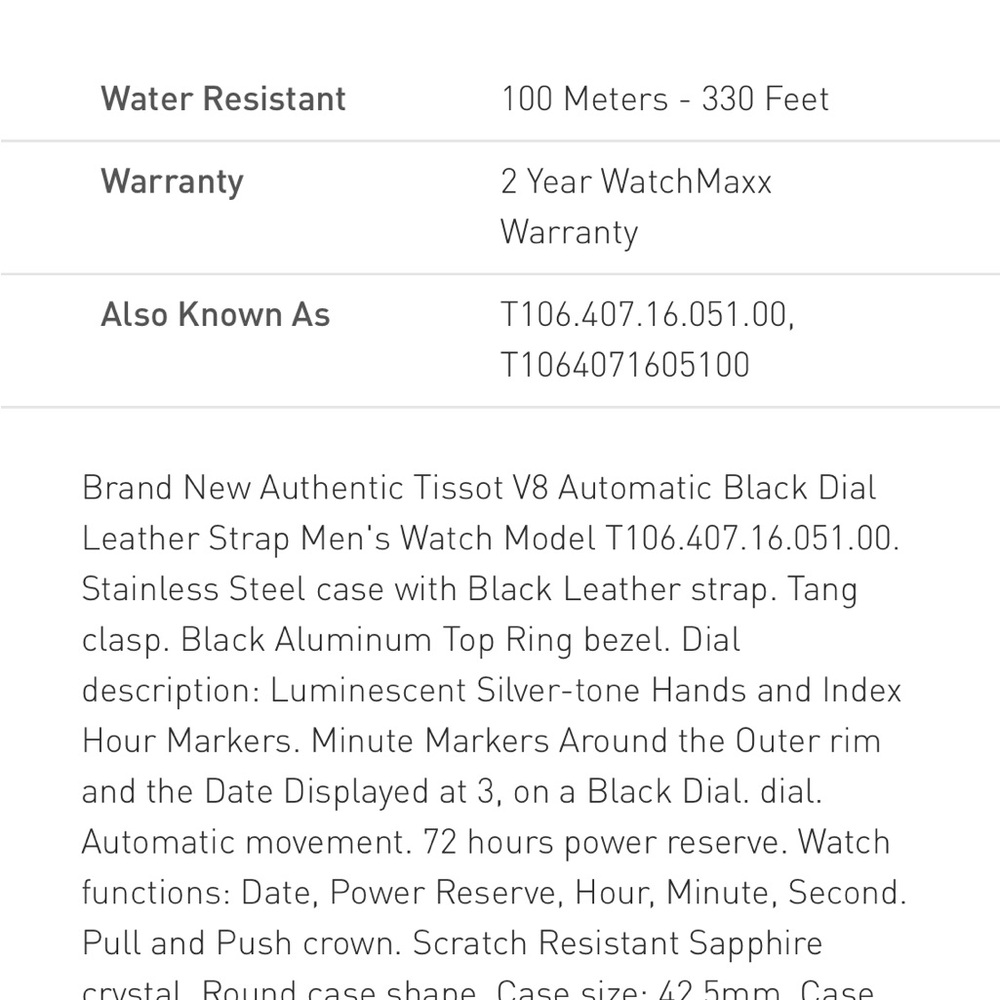 NWT TISSOT V8 SWISSMATIC - Discontinued and Hard to Find - Picture 7 of 16